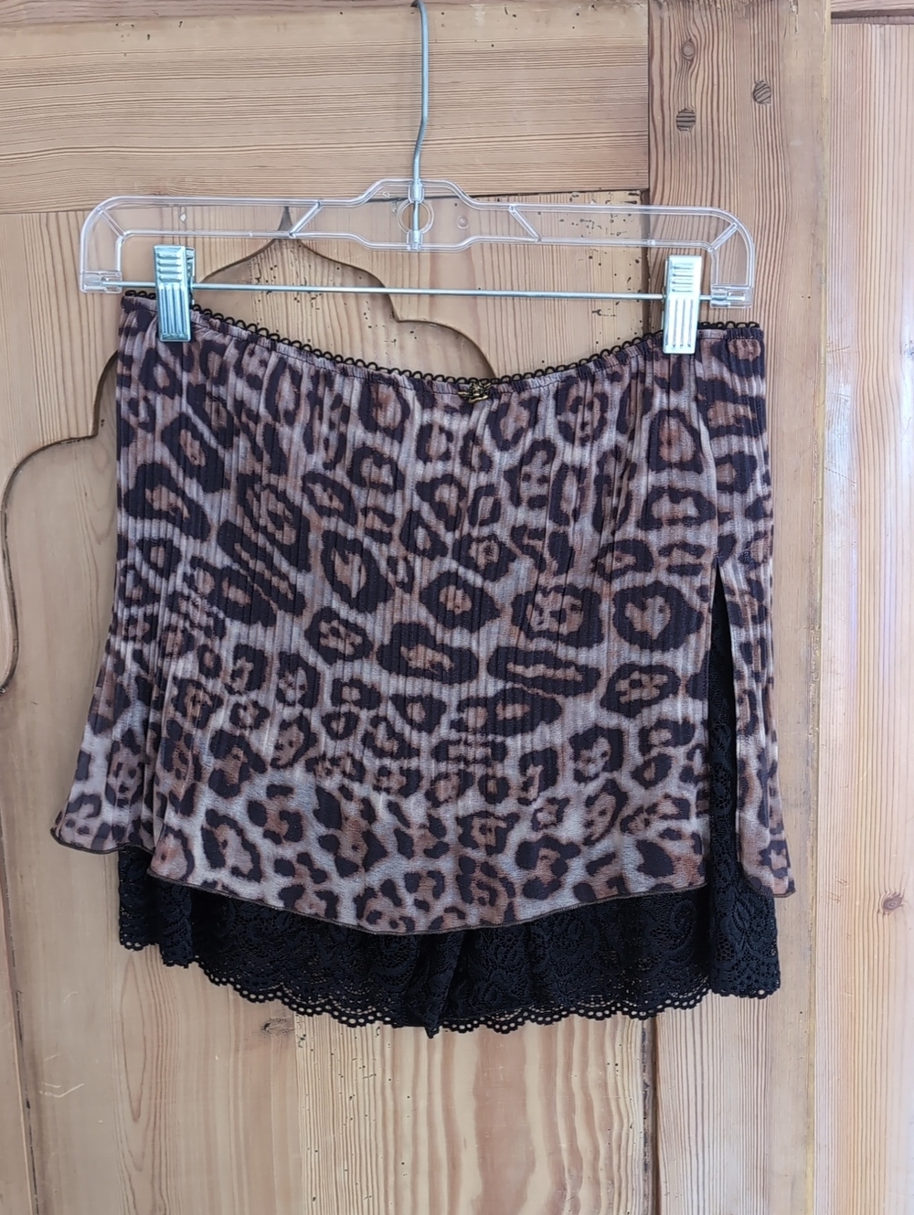 NWT - Boys Lie Leopard Print Mini Shorts with Black Lace Hem